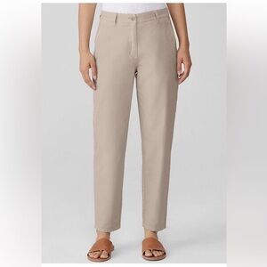 Eileen Fisher Organic Cotton Hemp Stretch High Waist Tapered Ankle Pant Wheat 6